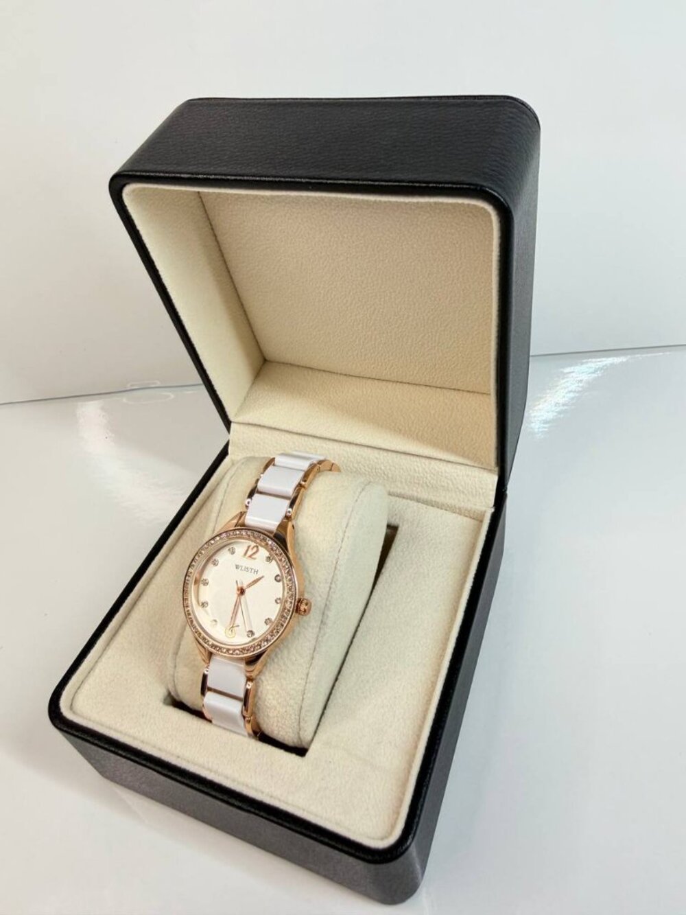 WLISTH Women’s Watch – Rose Gold & White Crystal Accent - Picture 2 of 16